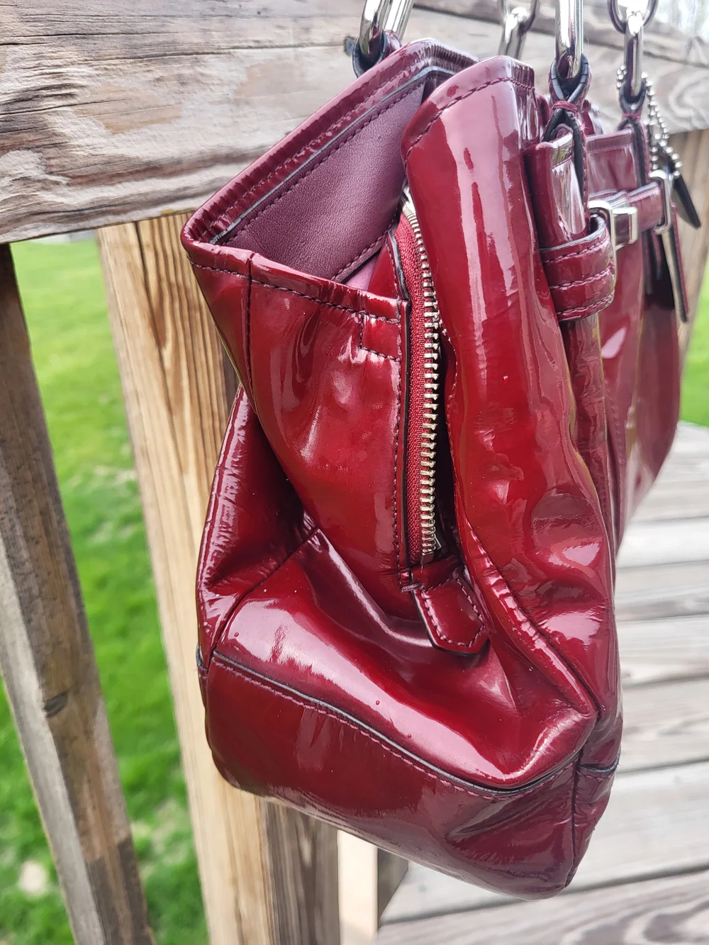 Coach Patent Leather Shoulder Bag in Deep Red - Picture 4 of 13